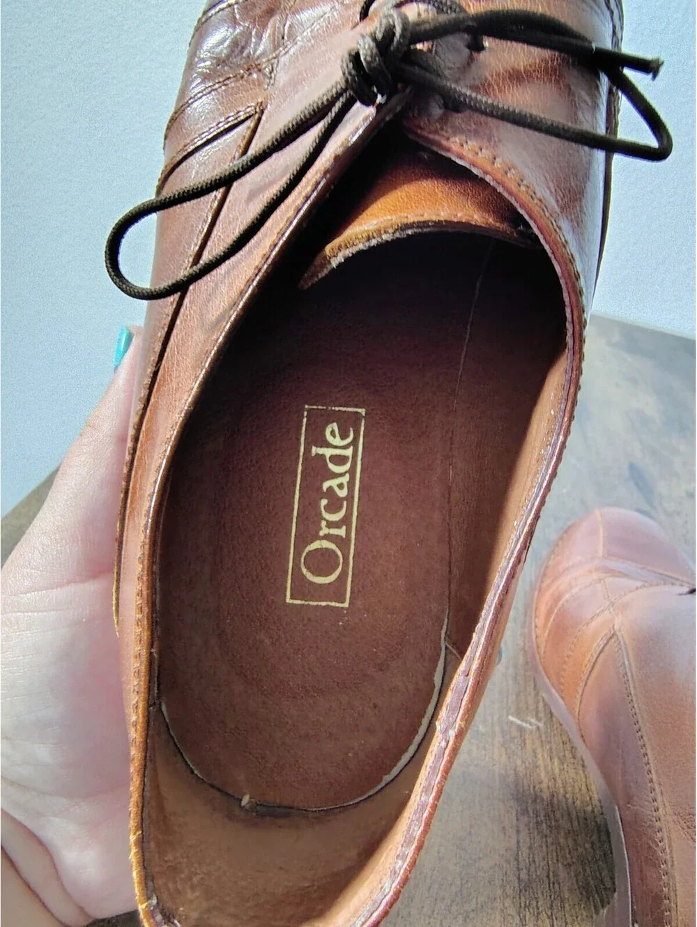 Orcade Mens 42 US 9 Brown Leather Cap Toe Oxford Dress Shoes Lace Up Brazil